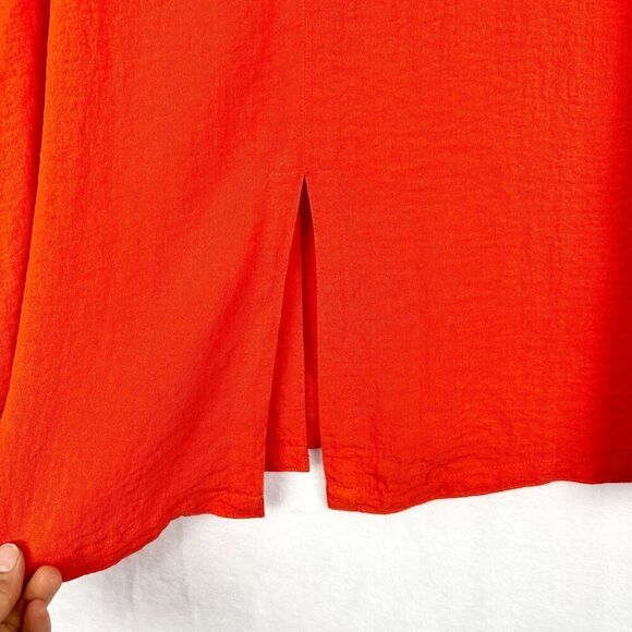 John Mark Wire Collar Button Up Tunic Size Large Orange Artsy Lagenlook NEW - Picture 6 of 9